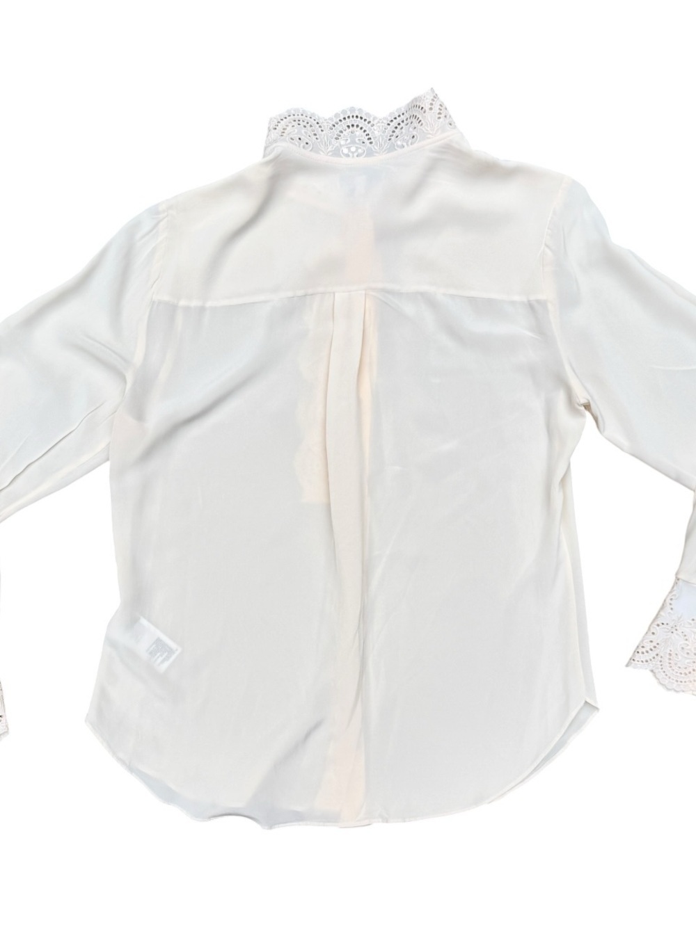 Reiss Jules Ruffle Trim Satin Blouse Ivory Cream Long Sleeve US 4 NWOT - Picture 4 of 8